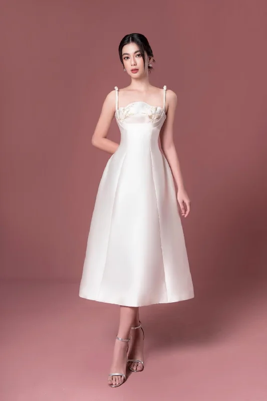 Midi dresses with belted waists to accentuate the figureLili A-line Strappy Taffeta Midi Dress