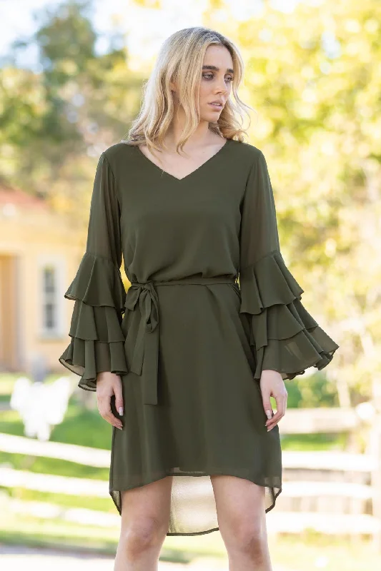 Midi dresses with button - down skirts for a unique and functional designPerla Shift Dress Khaki