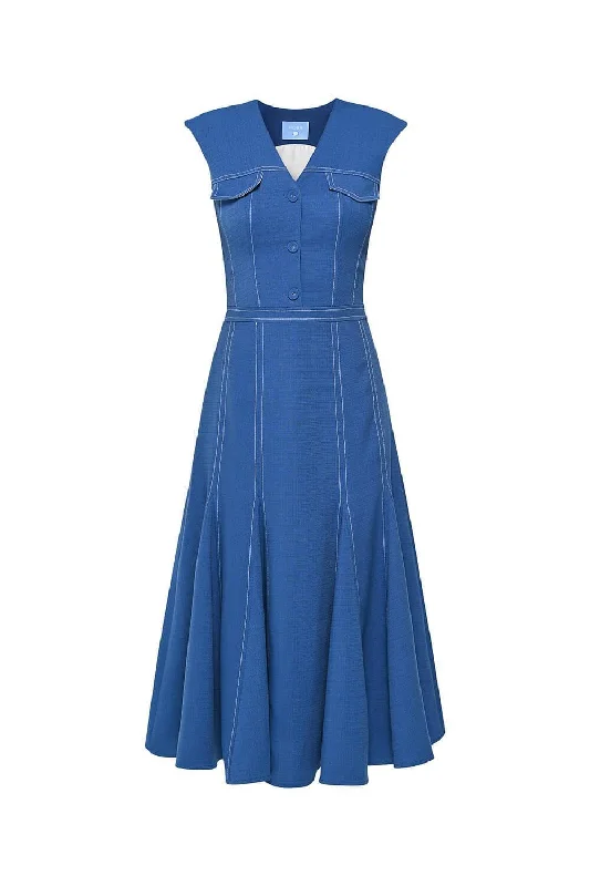 Midi dresses with animal prints for a bold and confident appearanceSona A-line Sleeveless Wool Cotton Midi Dress