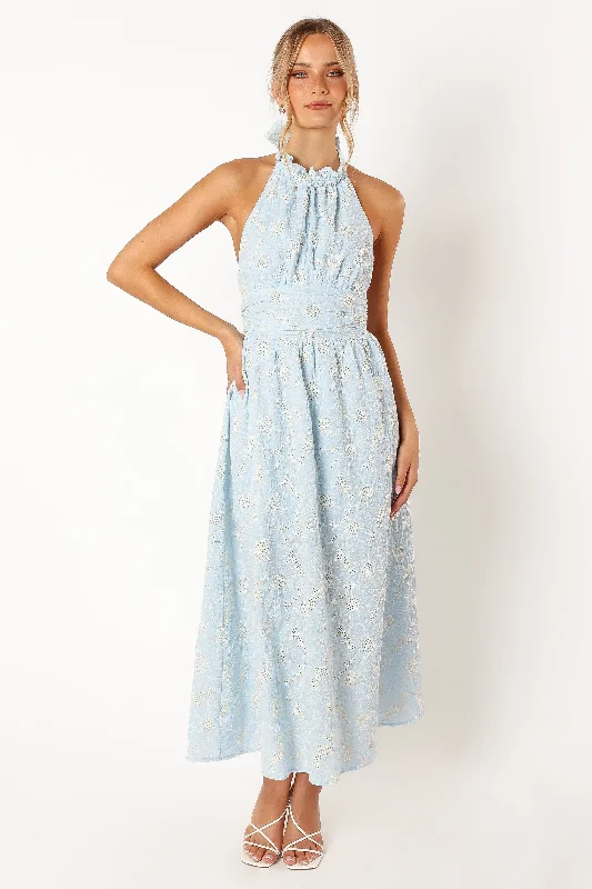 Midi dresses with fringe details for a fun and energetic styleTaila Halterneck Midi Dress - Blue Floral