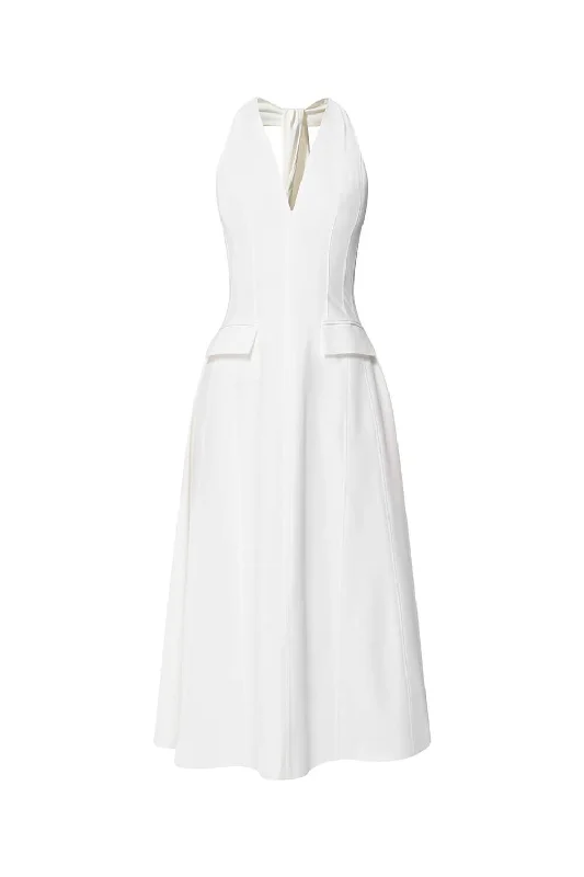 Midi dresses with tassel accents for a bohemian and free - spirited styleTide Halter Sleeveless Cotton Midi Dress