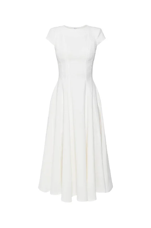 Midi dresses with cotton - blend materials for everyday comfortVela Flared Short Sleeved Wool Cotton Midi Dress