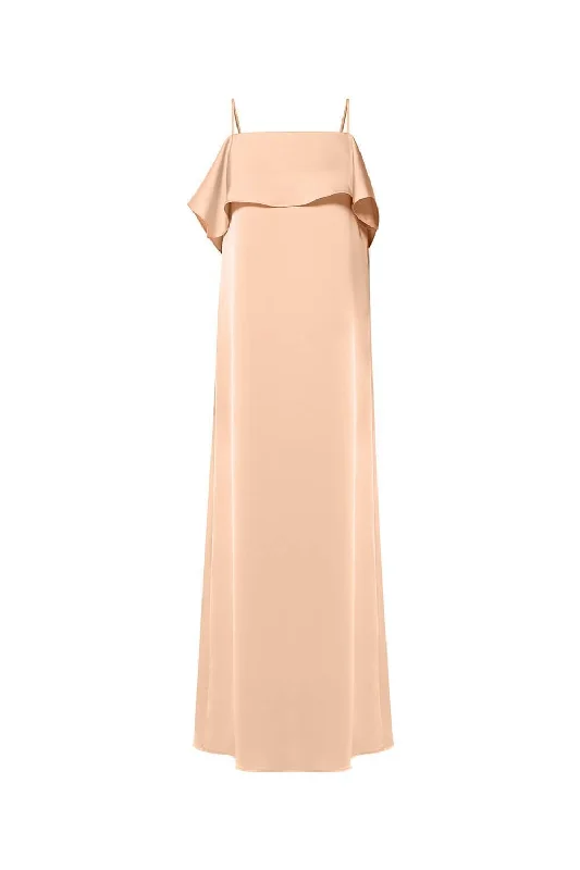 Midi dresses with embroidered accents for a unique and detailed designWavy Straight Camisole Silk Ankle Length Dress