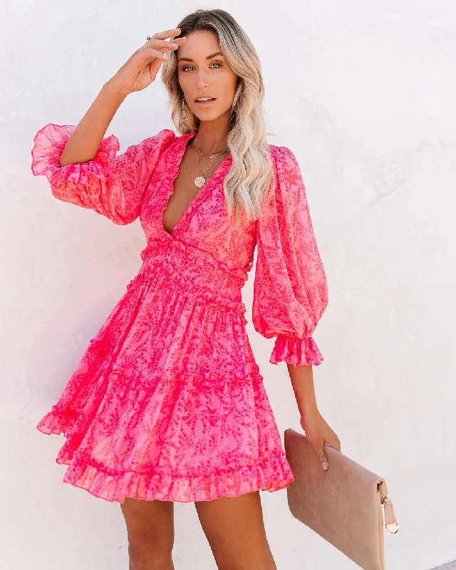 Mini dresses with one - shoulder designsAt First Blush Ruffle Tiered Dress
