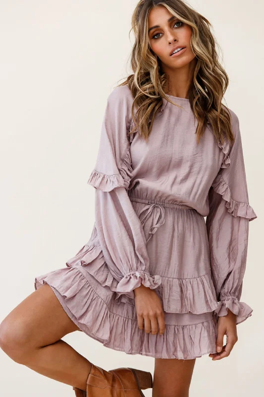 Mini dresses with spaghetti straps for a delicate lookBest Wishes Long Sleeve Frill Detail Dress Mocha