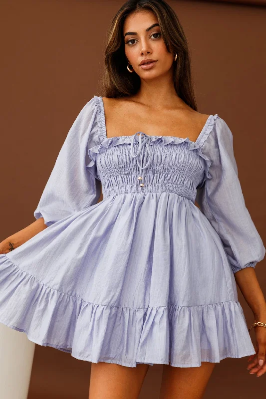 Mini dresses with wrap - around stylesFlynn Balloon Sleeve Shirred Bust Mini Dress Lavender
