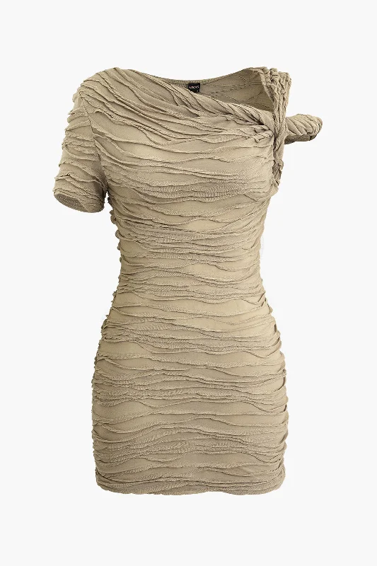 Metallic mini dresses for a glamorous eventWave Texture Twist Asymmetrical Mini Dress