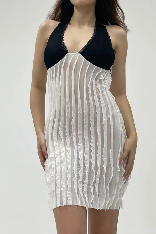 Mini dresses with fringe for a bohemian styleColor Block Backless Mini Dress