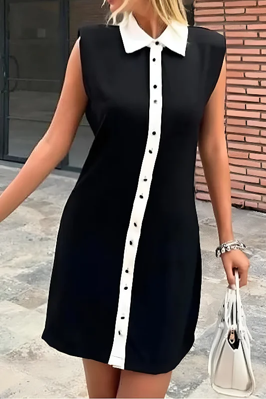 Mini dresses with off - the - shoulder stylesContrast Sleeveless Mini Dress
