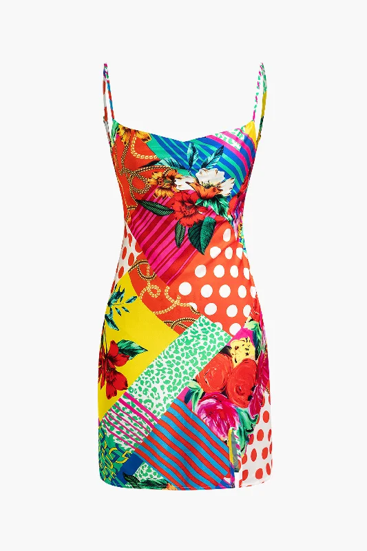 Metallic mini dresses for a glamorous eventFlower Print Slip Mini Dress