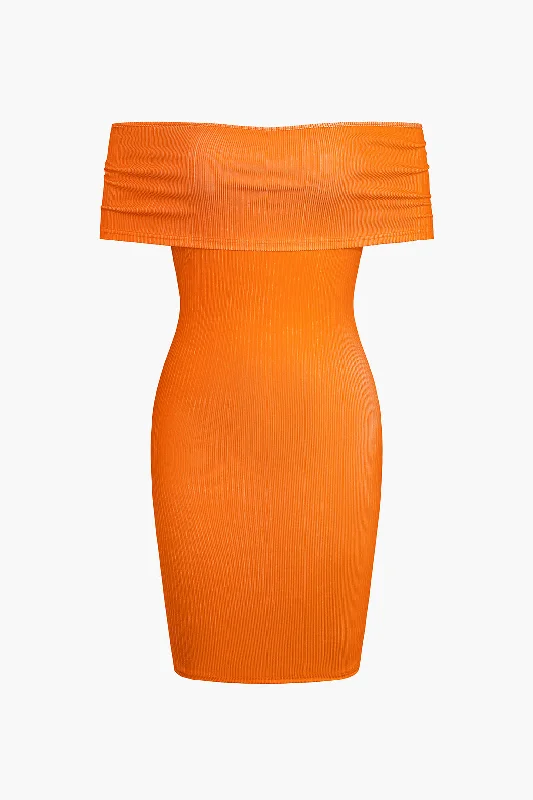 Leather mini dresses for a edgy styleKnit Off-Shoulder Mini Dress
