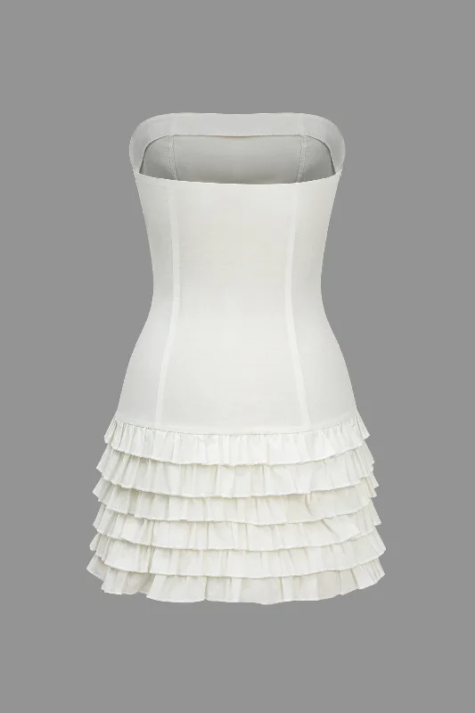 Mini dresses with fringe for a bohemian styleLayer Ruffle Strapless Mini Dress