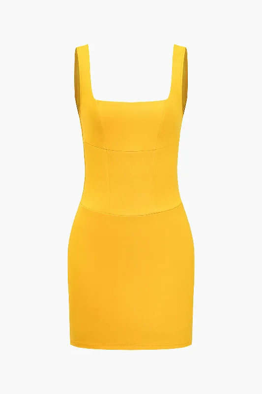 Mini dresses with bow accents for a sweet lookBasic Solid Tank Mini Dress
