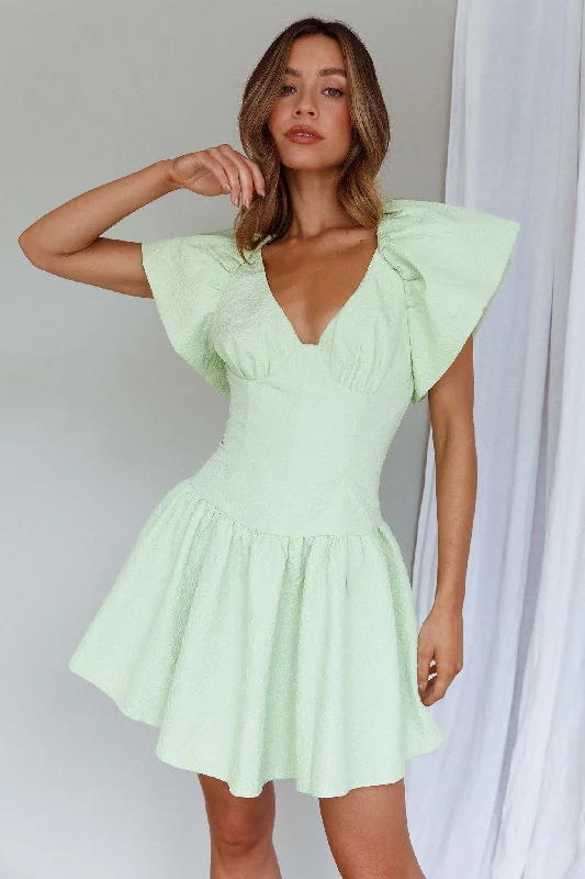 Mini dresses with empire waists for a flattering fitSelf Love Flounce Hem Dress Lime