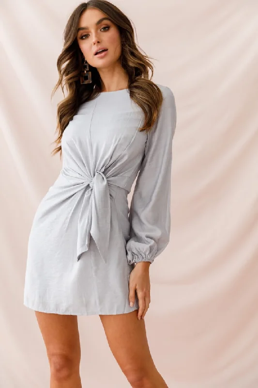 Tiffany Tie-Front Dress Grey