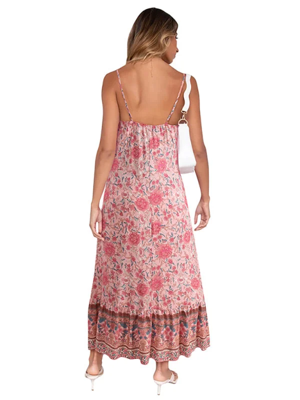 Velvet mini dresses for autumn weddingsBerryBetty - Women's Bohemian suspender Floral Dress