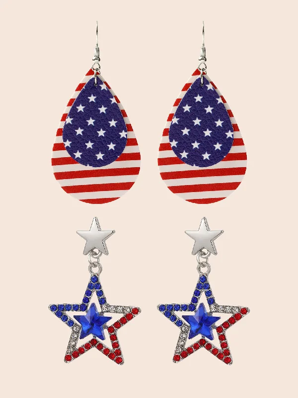 Party dresses with a ruched fabric for a textured and flattering effect​2 Pairs USA Flag Earrings