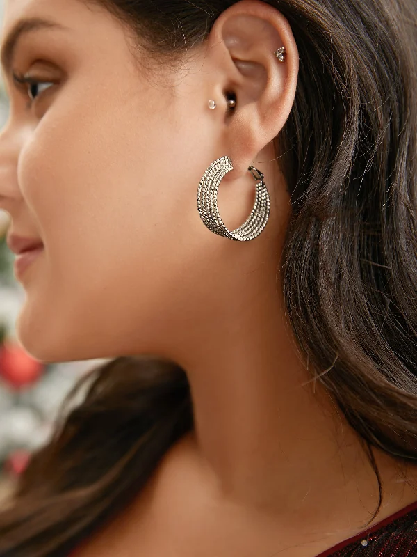 Party dresses with a ruched fabric for a textured and flattering effect​925 Silver Multi-Layered Hoop Earrings