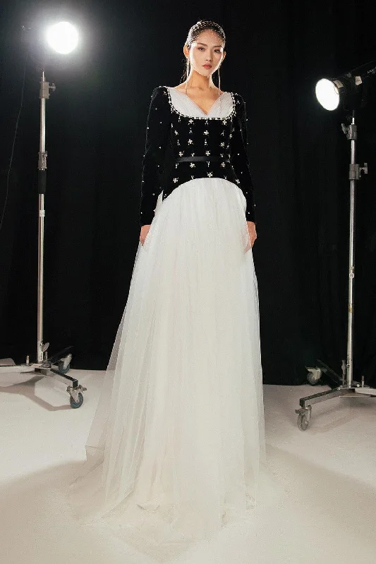 Cocktail party dresses in a classic little black dress style​Aguilar Ball Gown Gathered Organza Floor Length Dress