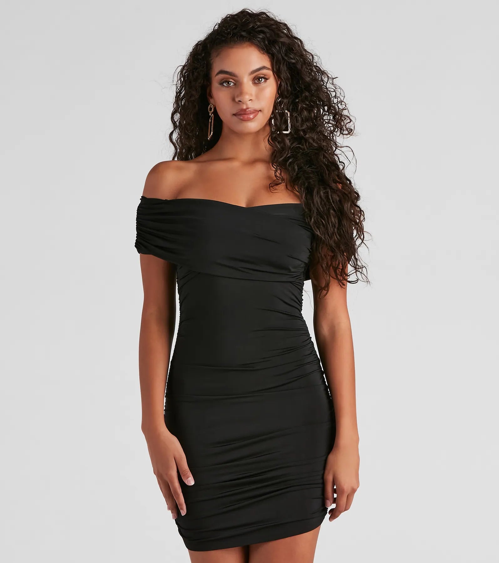 Sequined wedding guest dresses for an evening weddingAlluring And Chic Off-The-Shoulder Mini Dress