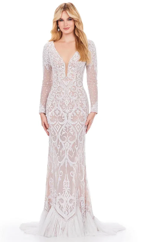 Ashley Lauren 11507 - Beaded Long Sleeve Long Gown