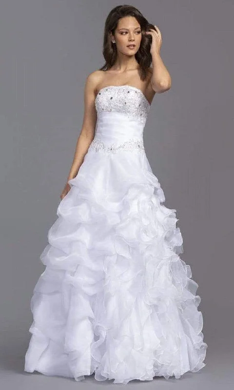 Aspeed Bridal - LH040 Strapless Ruffled A-Line Bridal Gown