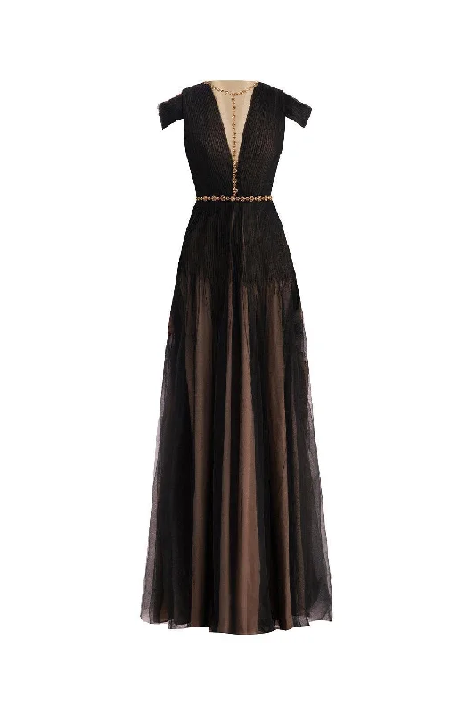 Tea - length party dresses for a sophisticated and versatile option​Calla A-line Pleated Chest Organza Floor Length Dress