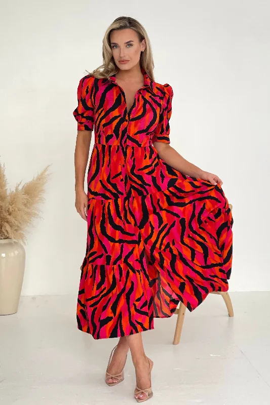 Geometric - printed wedding guest dresses for a modern weddingCici Shirt Dress Red Print