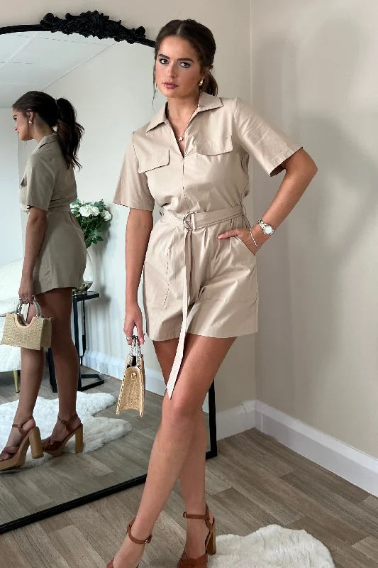 Clementine Sand Utility Style Playsuit