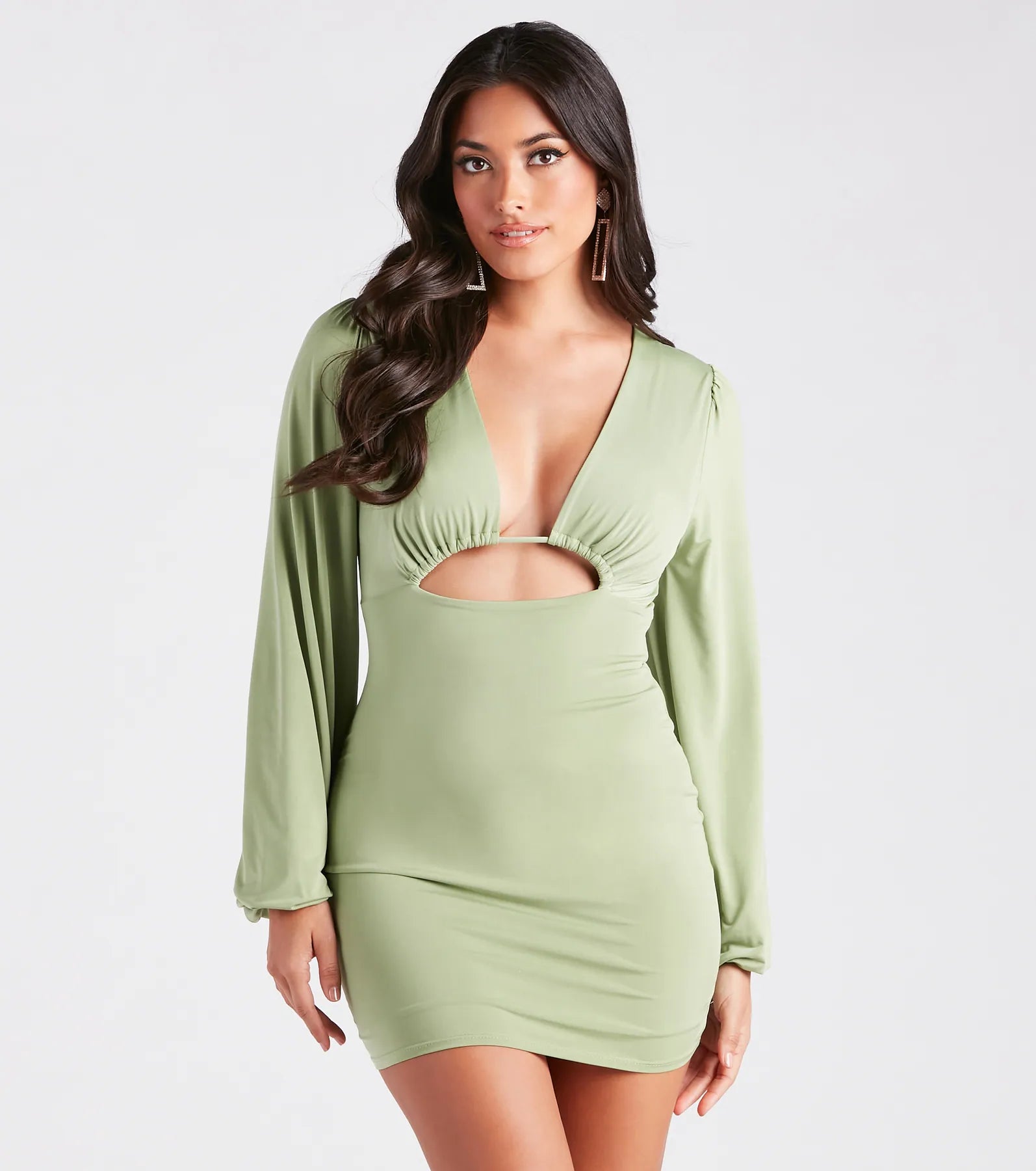 Cut Out The Drama Plunge Neck Mini Dress