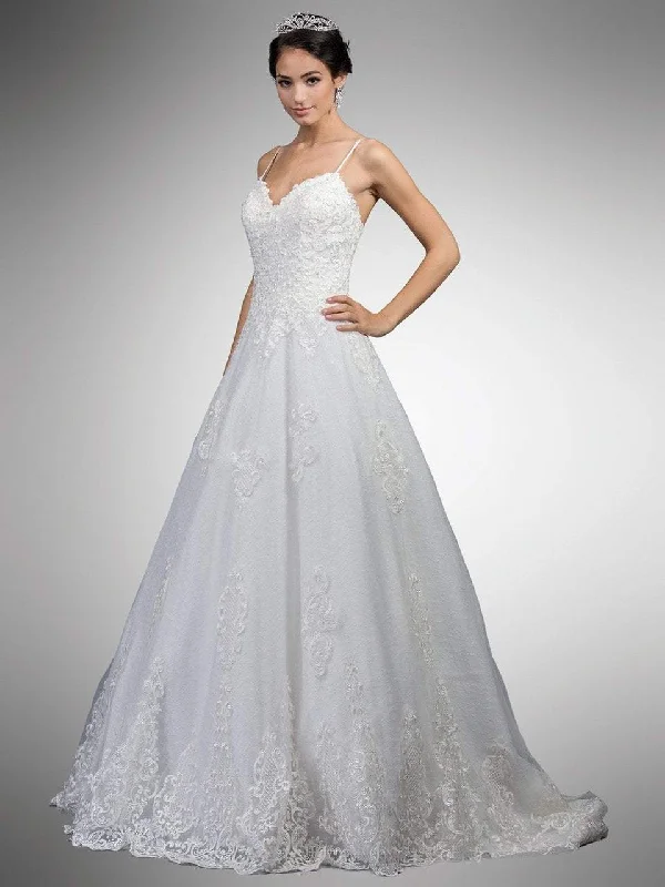 Illusion - neck wedding dresses with delicate lace​Dancing Queen Bridal - 41 Embroidered Sweetheart Fitted Gown