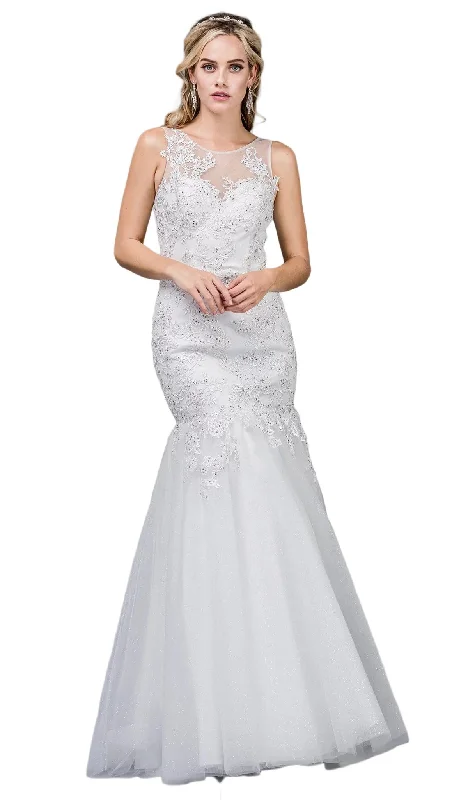 Wedding dresses with a built - in petticoat for added volume​Dancing Queen Bridal - 76 Beaded Lace Trumpet Gown