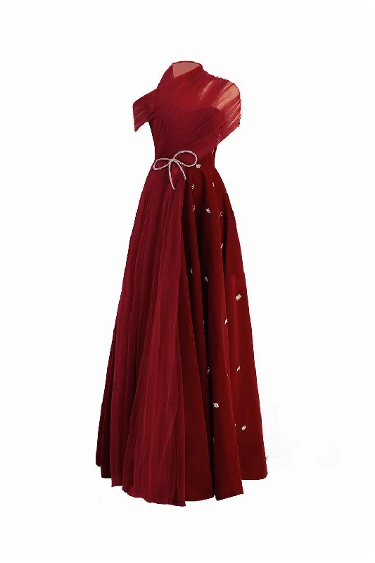 Party dresses with a paisley pattern for a bohemian - inspired look​Duarte Fit and Flare Crossover Mesh Silk Floor Length Dress