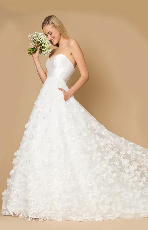 Dylan & Davids Long Strapless Embroidery Wedding Dress