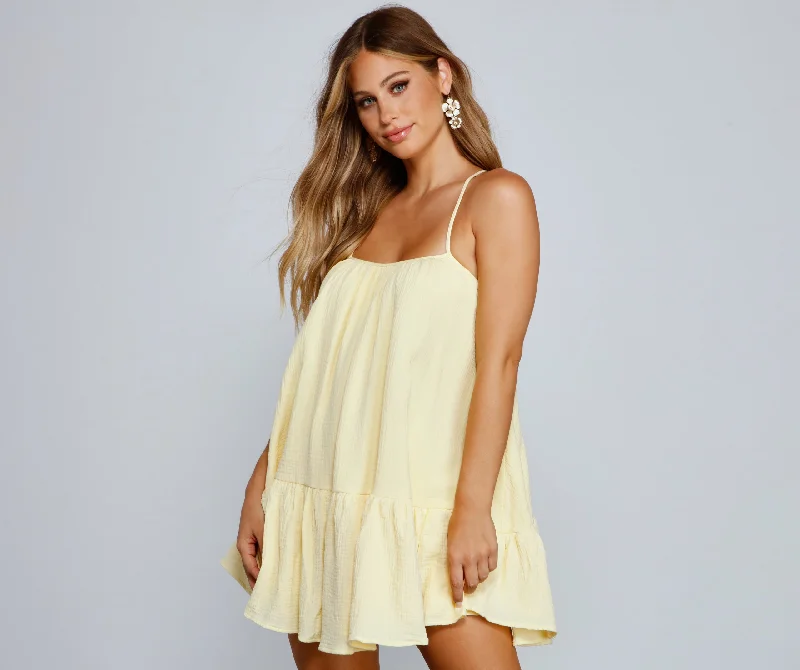 Wedding guest dresses with tassel - adorned belts and A - line skirtsEffortless Flowy A-Line Mini Dress