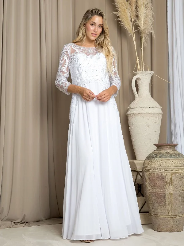 Sheath satin wedding dresses for a sleek appearance​Eva Fashion 5248 Long A Line Simple Wedding Dress