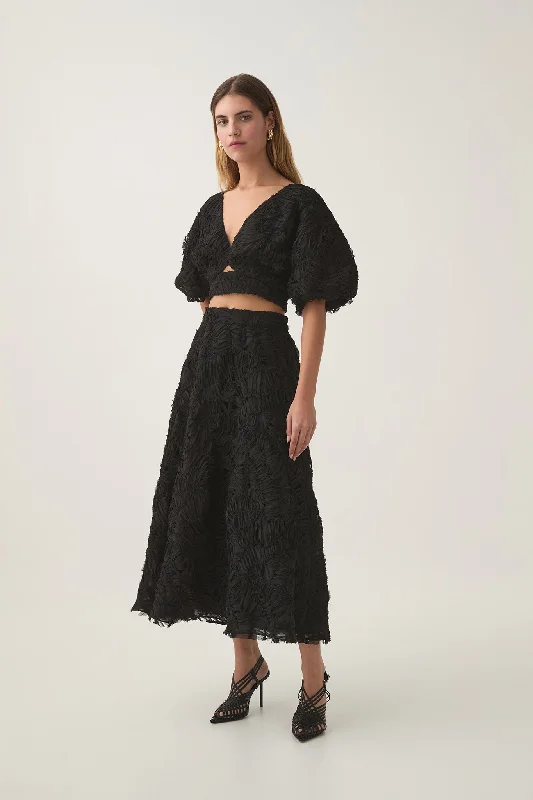 Maxi wedding guest dresses with floral prints for summer weddingsFlorential Textured Midi Skirt