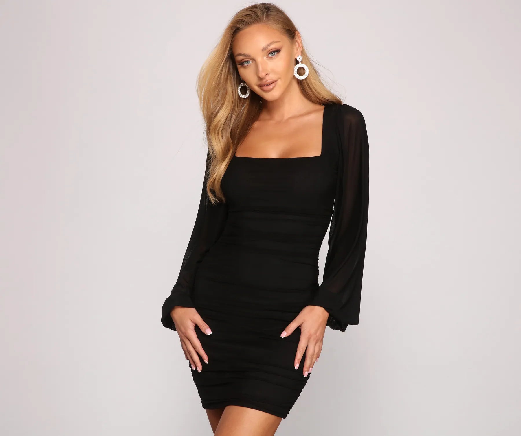 A - line cocktail wedding guest dresses in pastel colorsForever Chic Mesh Bodycon Mini Dress