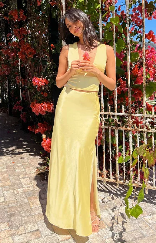 Wedding guest dresses with cut - out details and midi lengthsGenevieve Yellow Maxi Skirt