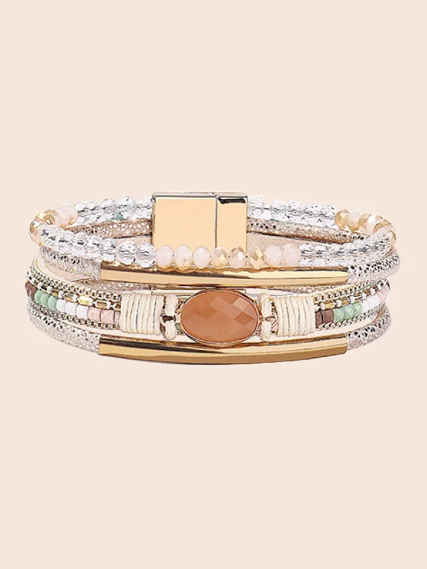 Empire - waist party dresses to accentuate the waistline​Glass Beads & Natural Stone Multi-Layer Bracelet
