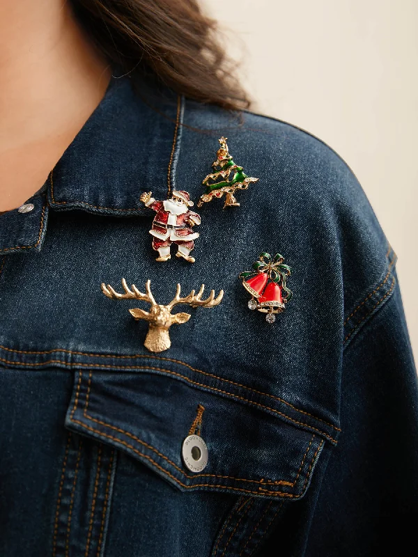 Short - length party dresses with a ruffled skirt for a flirty look​Holiday Everything Zircon Brooch Set