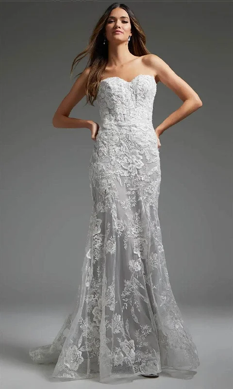 Sleeveless wedding dresses with a beaded belt​Jovani JB38221 - Lace Mermaid Bridal Gown