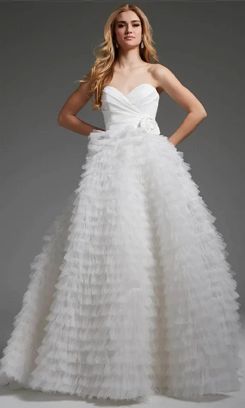 Wedding dresses with a detachable skirt for versatility​Jovani JB38958 - Ruffled A-Line Bridal Gown