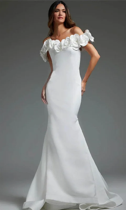 High - low hem wedding dresses for a trendy twist​Jovani JB40594 - Rosette Mermaid Bridal Gown