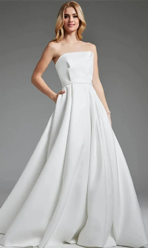 Two - piece wedding dresses with a crop top​Jovani JB40599 - Strapless Pleated A-Line Bridal Gown