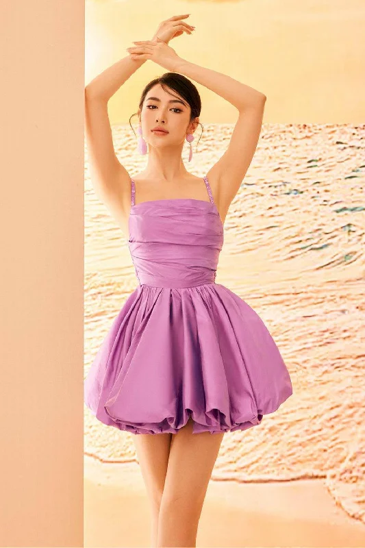 Sleeveless party dresses made of silk for a luxurious feel​Keyla Bubble/Balloon Strappy Taffeta Silk Mini Dress