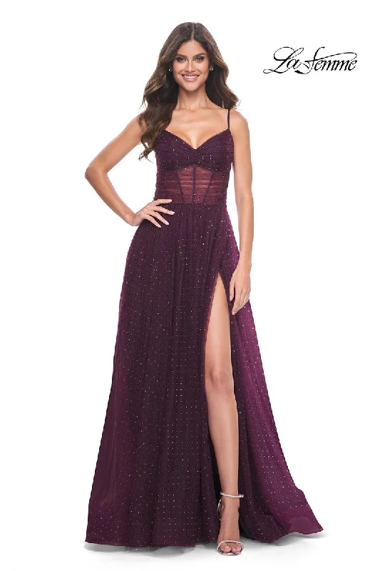 Velvet party dresses in rich jewel tones for a sophisticated appearance​La Femme Dress 31970
