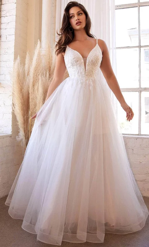 Ballroom - ready wedding dresses with a large skirt​Ladivine CD0154W - Pearl Beaded Tulle A-line Bridal Dress
