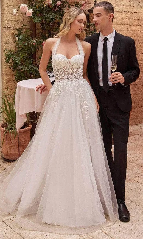 Ball gown style wedding dresses with sweetheart neckline​Ladivine CD827W - Embroidered Corset Bridal Gown