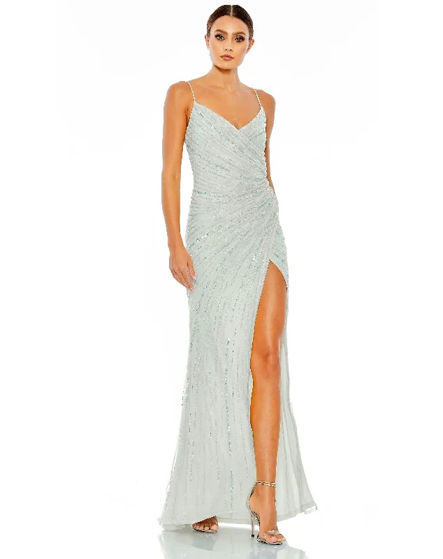 Bodycon dress with a transparent panel​Mac Duggal 93733 Long Formal Beaded Prom Dress